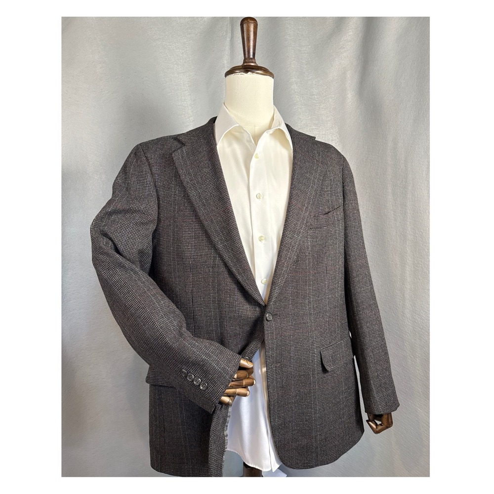 Polo University Club Ralph Lauren Brown Plaid Blazer‎ Made In USA Mens Size 44 R